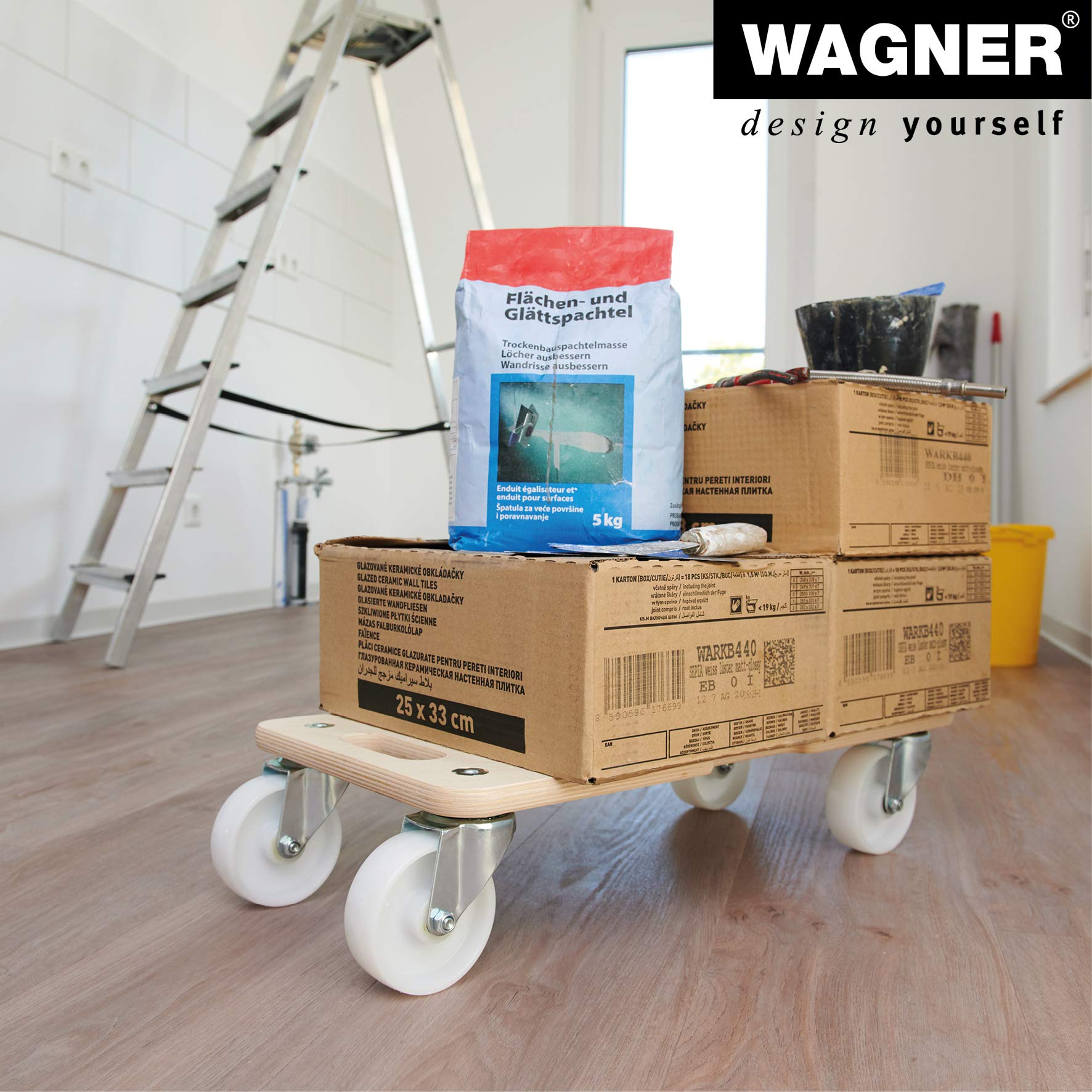 WAGNER Design Yourself, Chariot de Transport MM 1326 I 59 x 29 x 13,5 cm - Charge 400 kg - pour Objets encombrants, matériel et Meubles I 3 poignées encastrées I certifié FSC 20132601