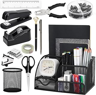 SYMDROMIA 13-in-1 Office Desk Organizer Set with Stapler and Tape Dispen...
