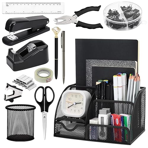 SYMDROMIA 13-in-1 Office Desk Organizer Set with Stapler and Tape