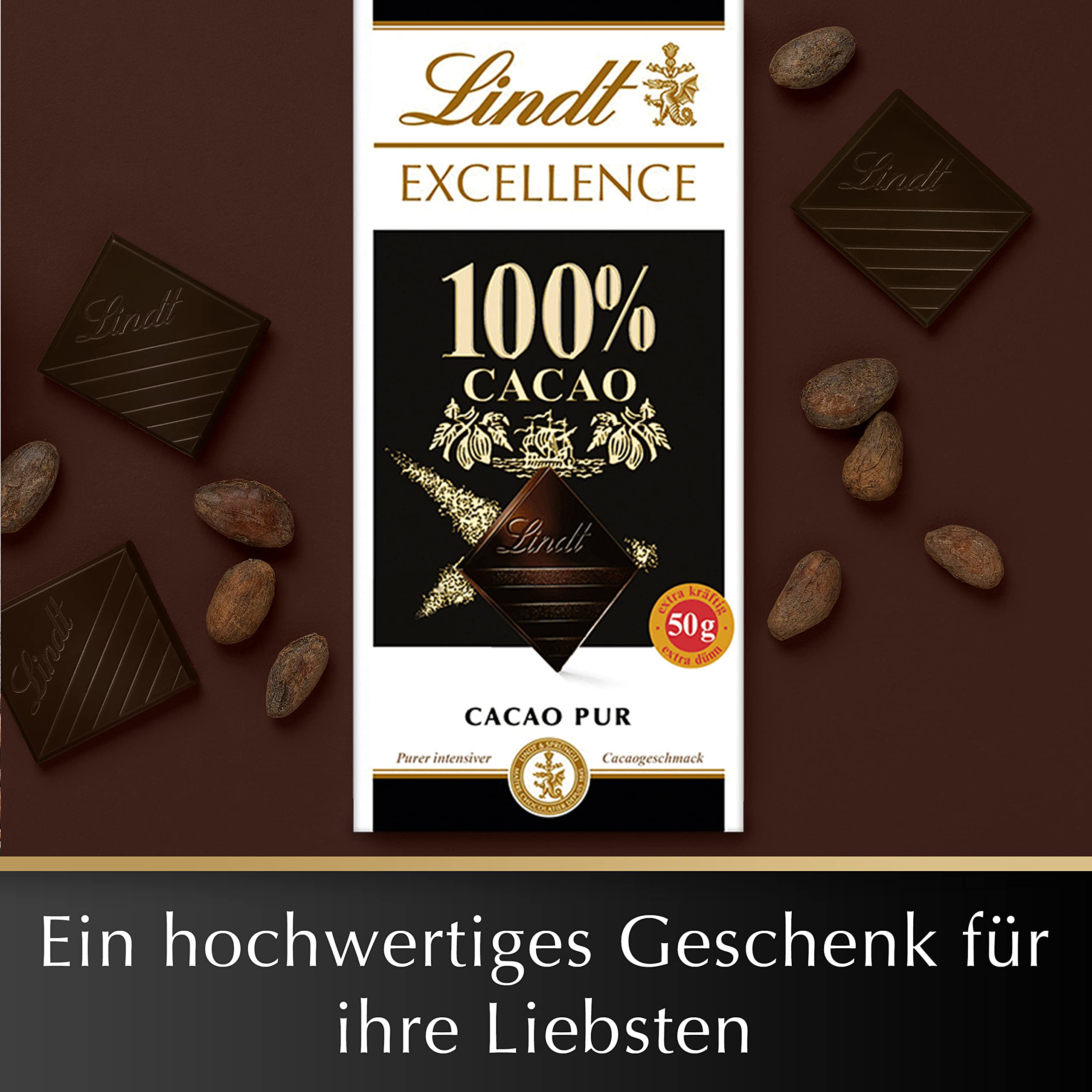 Lindt Schokolade EXCELLENCE 100 % Kakao, Promotion |18 x 50 g Tafel | Purer intensiver Kakaogeschmack | Schokoladentafel | Schokoladengeschenk