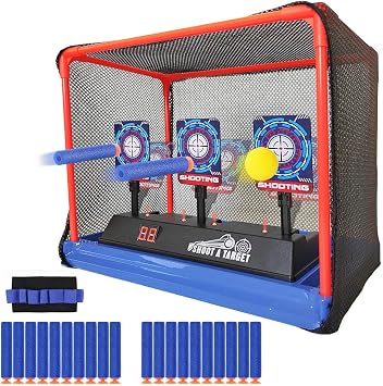 Auto Reset Digital Shooting Target for Toy Gun, Age 3+ | Electronic scoring target with net , gift toys for boys girls kids teens age 3+, indoor outdoor play