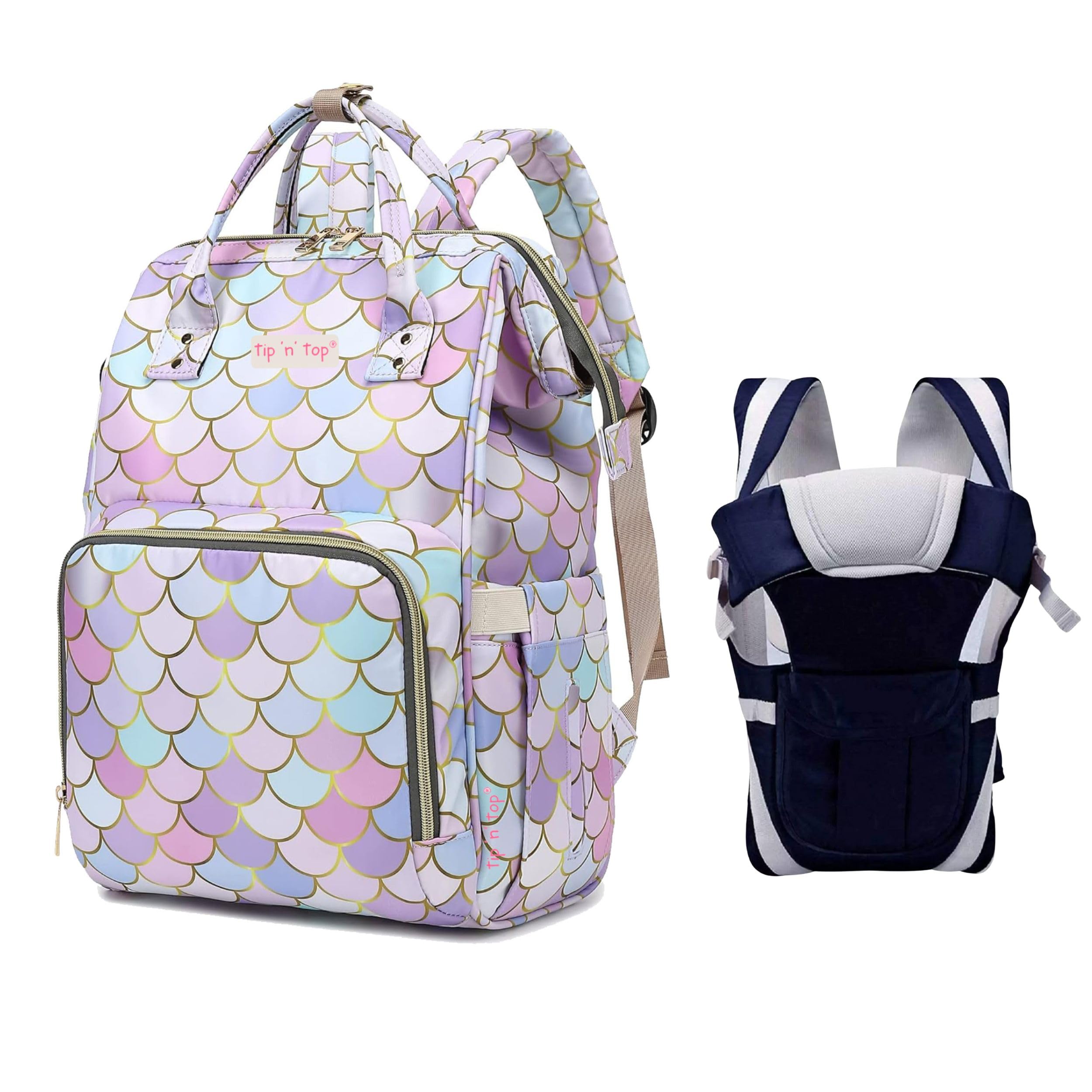 Tip 'n' Top Baby Diaper Travelling Backpack for Mother with 3 in 1 Carrying Style Baby Carrier, Baby Diaper Bag (Multicolor)- Pack of 2-image-19