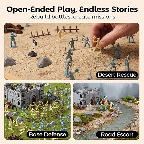 Miniatura 4 de 3 otters Juego de 310 soldados militares, soldados de juguete, caballero medieval, ejército, hombres, castillo pirata, modelo de ensamblaje para