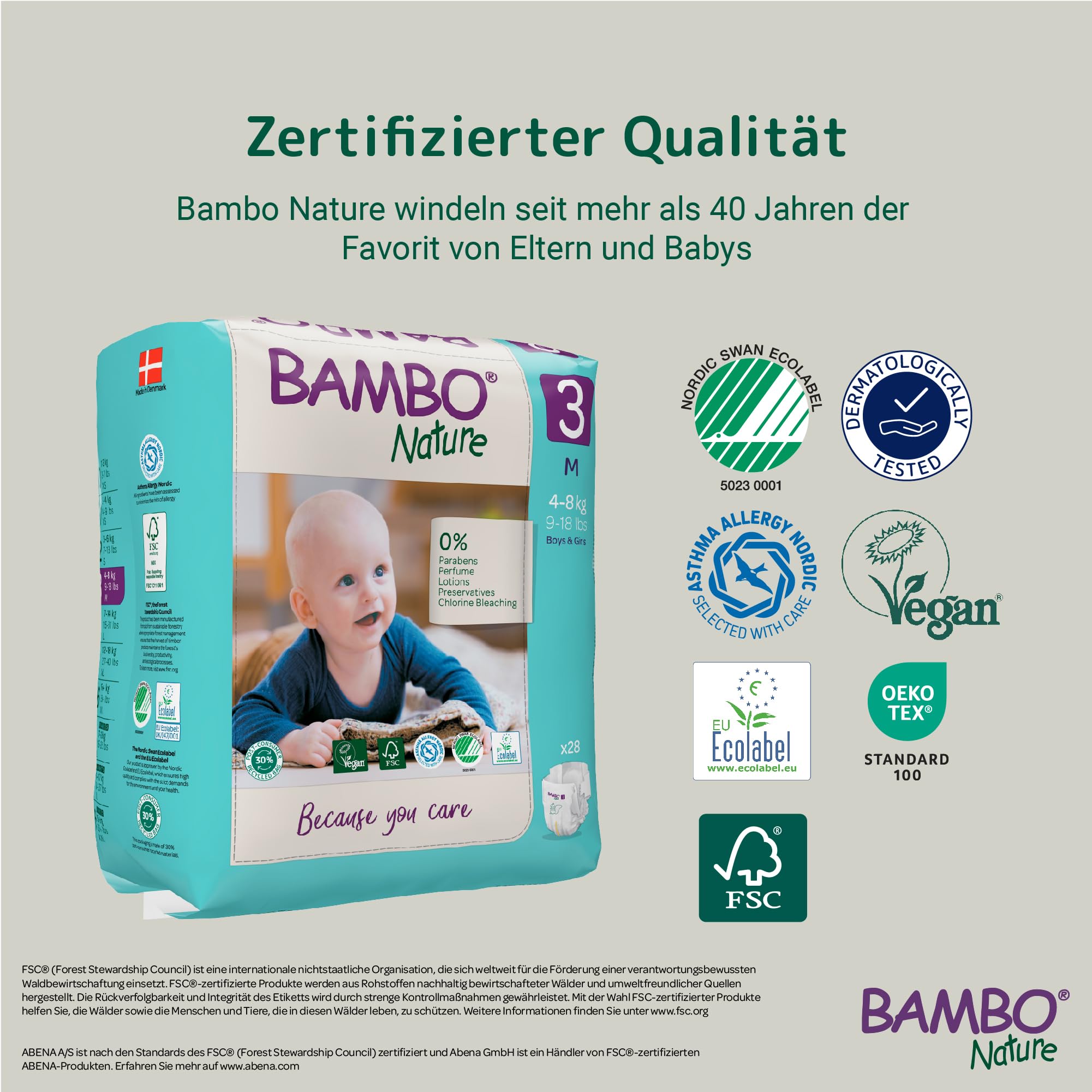 Bambo Nature Baby Windeln Größe 3 (4-8kg) 168 St. Monatsbox | Premium Diapers mit verbesserter Auslaufsicherheit | Ultimativer Komfort & Freiheit für aktive Kinder | Dermatologisch getestete Nappies
