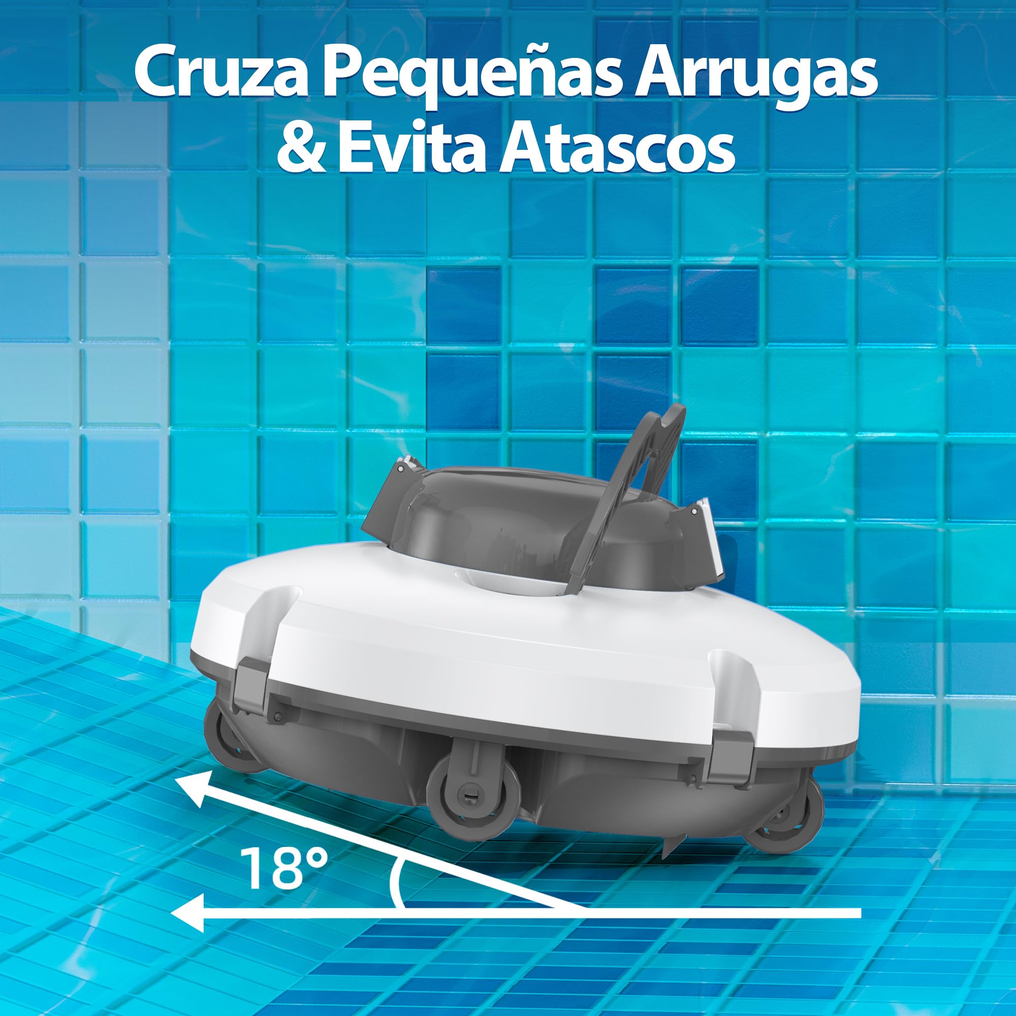 (Nuovo 2026) S1 Robot Limpiafondos Piscina, Batería de Doble Motor, 130Min de Autonomía para Piscinas Elevadas de hasta 120m², Sube Pendientes de 18°, Estacionamiento Auto, Doble Filtración