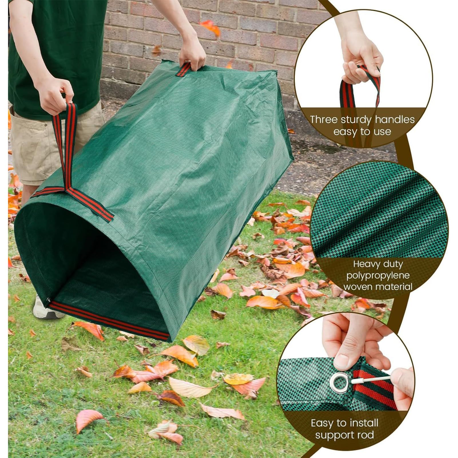 Sacos de jardín Cubo de Basura Impermeable Autoportante | 2 Bolsas para Residuos Jardín y Recortes Césped Para recortes, ramas, camping, paisajismo, construcción