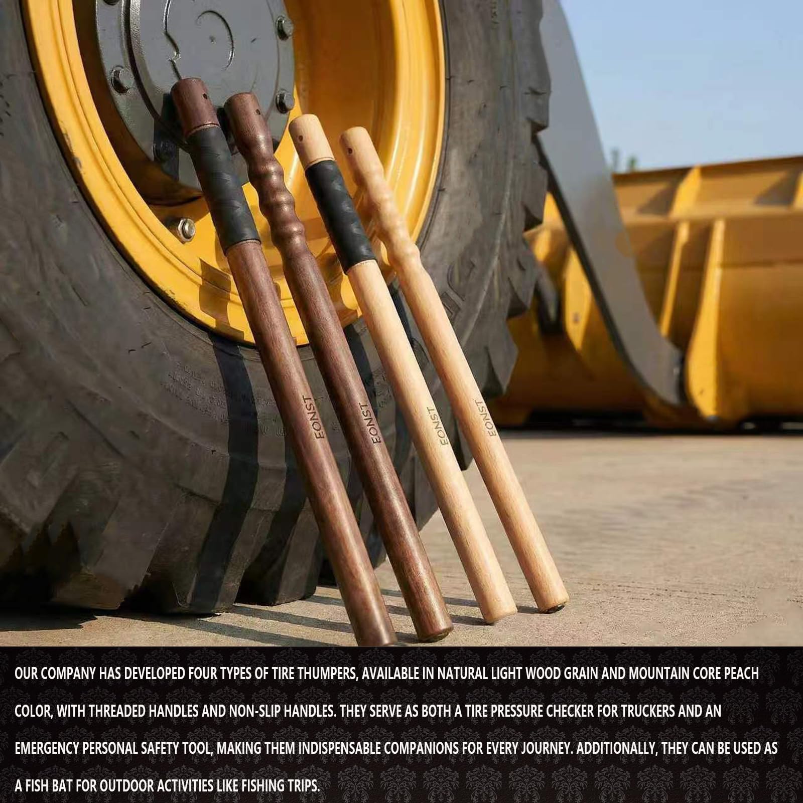 Wooden Tire Thumper - Heavy Duty Tire Check Stick -6