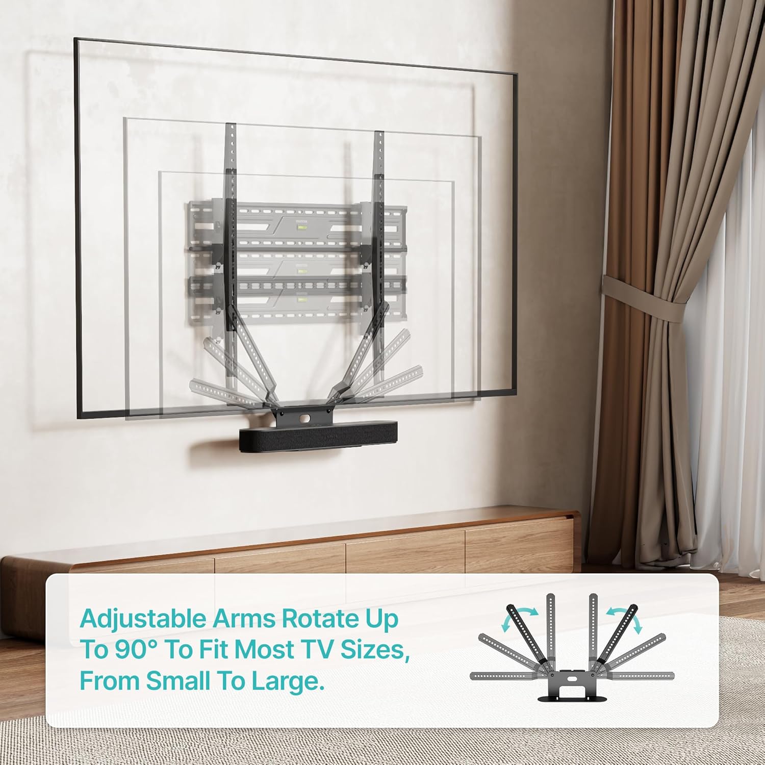 Soundbar TV Mount Compatible with Sonos Beam, Holds Up to 11 lbs, Soundbar Mount for Surround Sound, Under TV Installation, Black