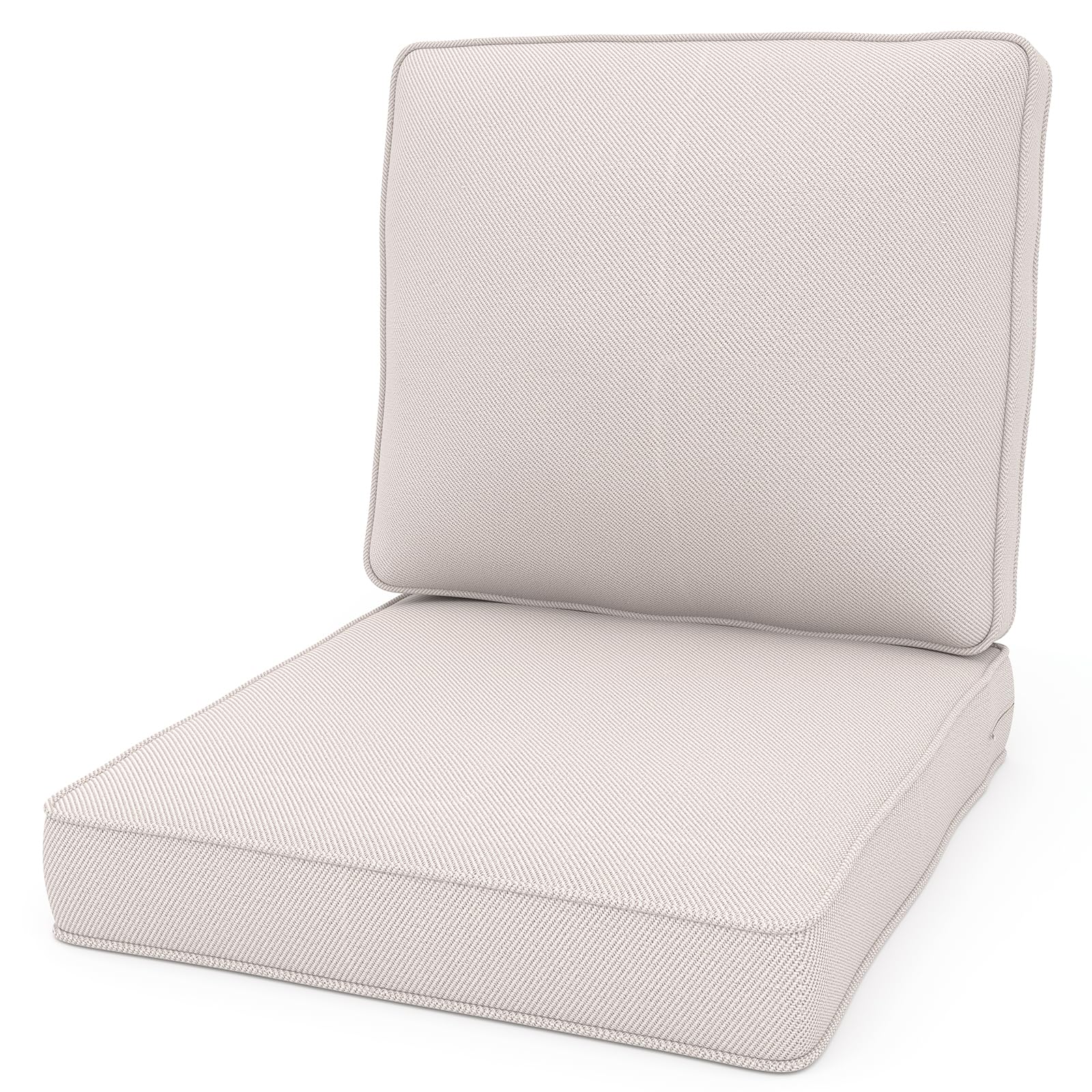 outdoor chair cushions, 24" x 23" high-density foam deep seat patio cushions with olefin fabric & removable zipper cover, outdoor furniture replacement cushions for chair sofa couch - beige