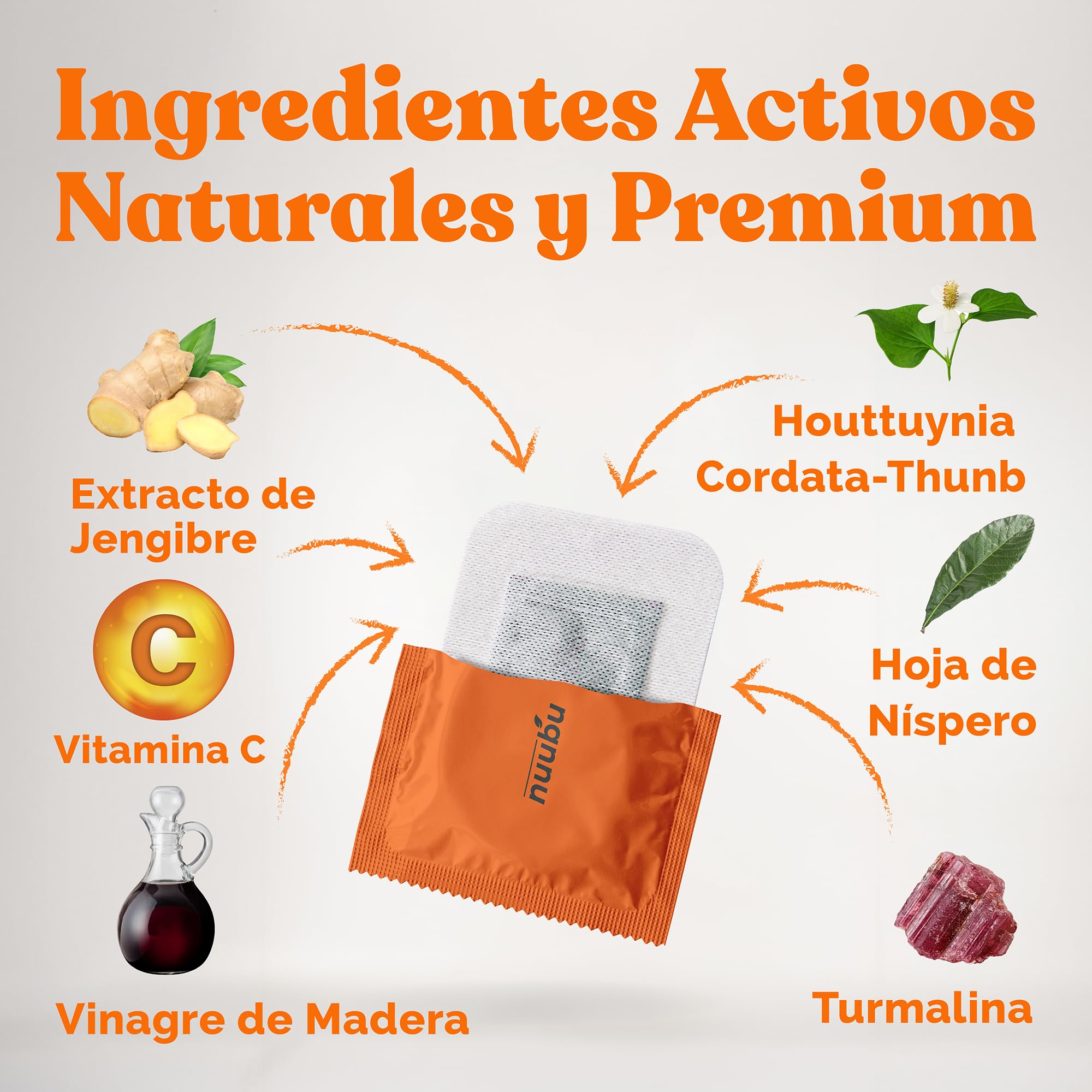 Nuubu Parches para pies (10 Piezas), Parches naturales para pies con Jengibre y Vinagre de Madera