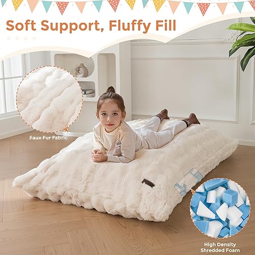 Miniatura 6 de MAXYOYO Silla Puf 3 en 1 para Niños Cama, Sofá de Suelo Infantil para Juegos, Lectura, Cojín de Suelo de Puf Convertible con Funda Lavable a Máquina