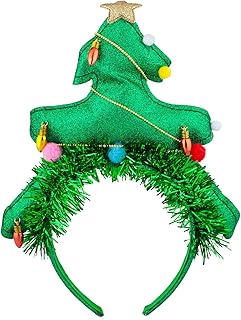 Lux Accessories Green Tinsel Foil Little Christmas Tree Holiday Fashion Headband