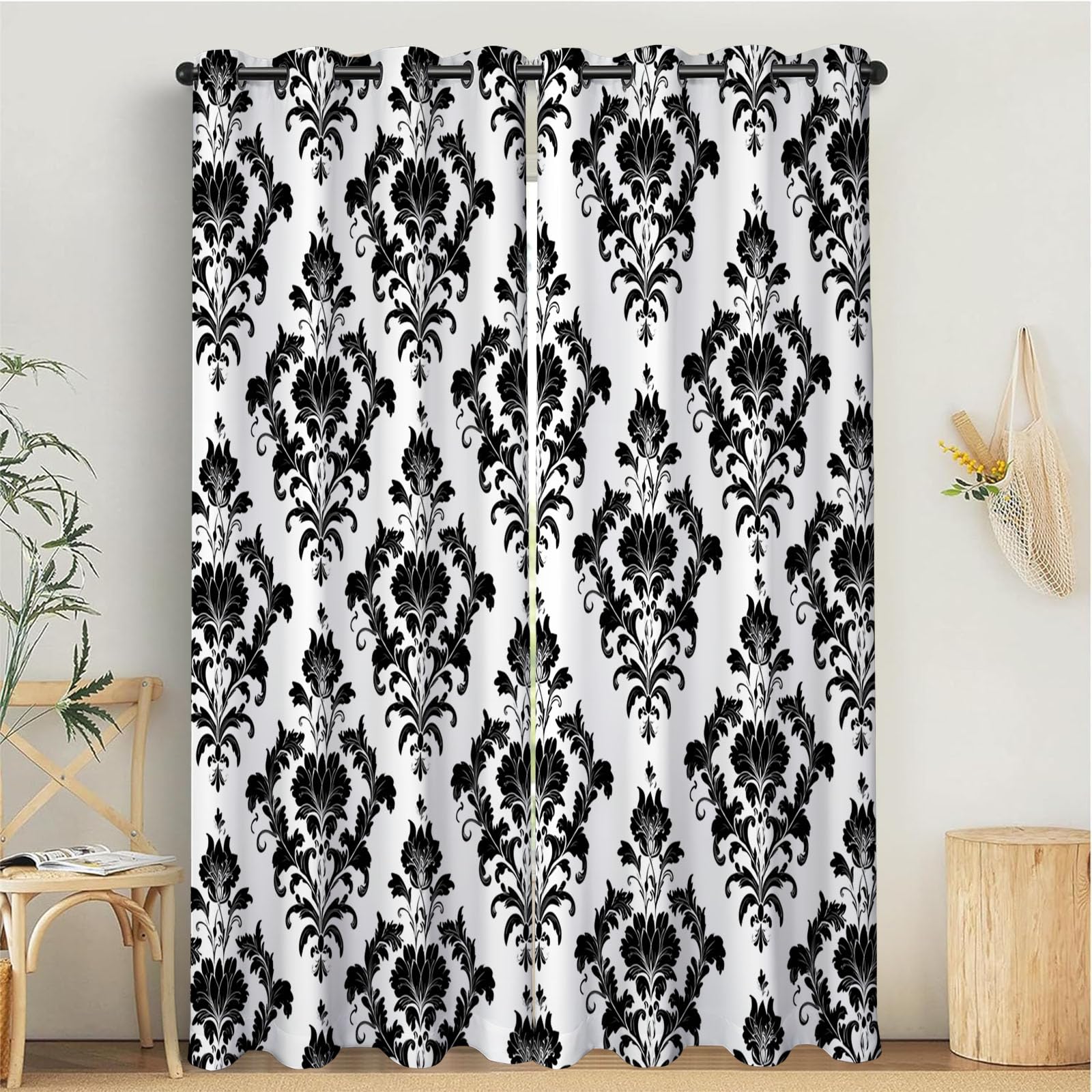 Rideau occultant thermique salon 132x213 habillage fenêtre vintage chic