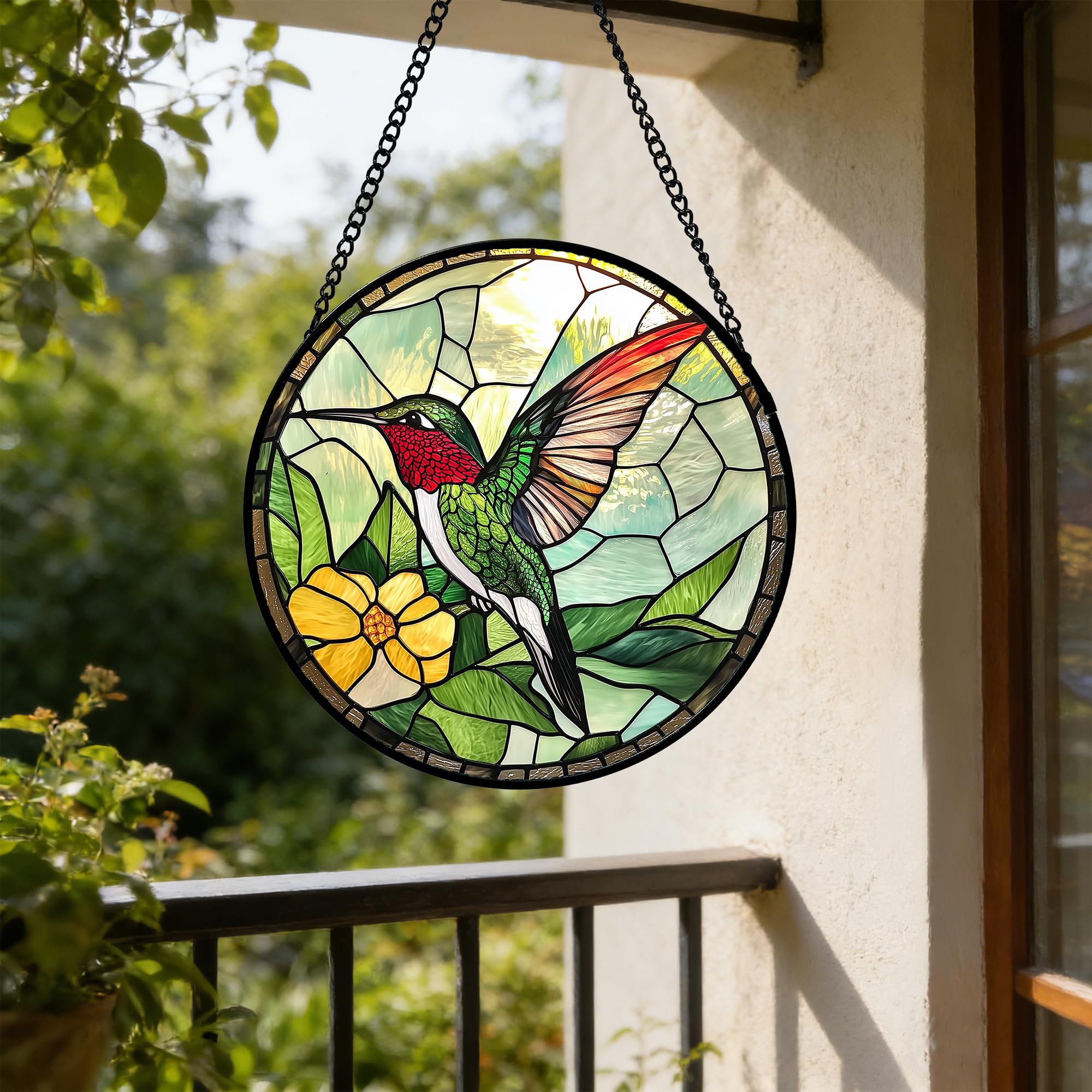Buntglas-Fensterbehang, grüner Kolibri-Sonnenfänger für Tür, Heimdekoration, Vogel-Sonnenfänger, Weihnachten, Muttertag, Geburtstag, Geschenke für Vogelliebhaber, Frauen, Männer, Mutter und