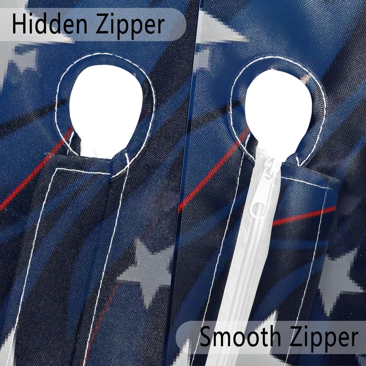 4th of July American Flag Independence Day Round Outdoor Tablecloth with Umbrella Hole 45-56 in Patio Table Cover Hidden Zipper Waterproof Elastic Fitted Table Cloth for Picnic Garden Decor