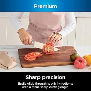 Ninja K62014 Foodi NeverDull Premium 14-Piece German Stainless Steel Knife System with Built-in Sharpener, Stainless Steel/Black