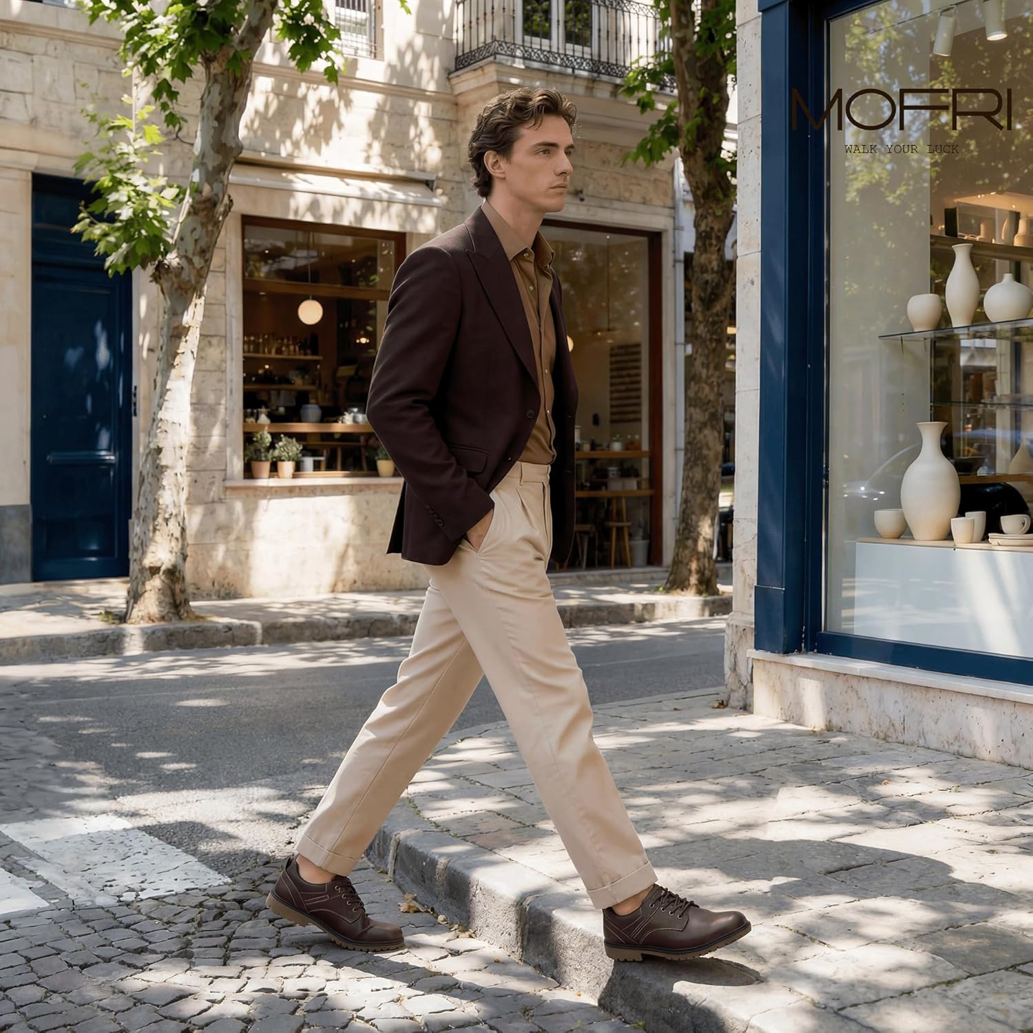 Mofri Man Vintage Leather Oxford Platform Shoes Chunky Low Top Lace Up Round Toe Waterproof Non Slip Casual Comfortable Fashion Formal Derby Office Work Business Dress Shoes - Image 3