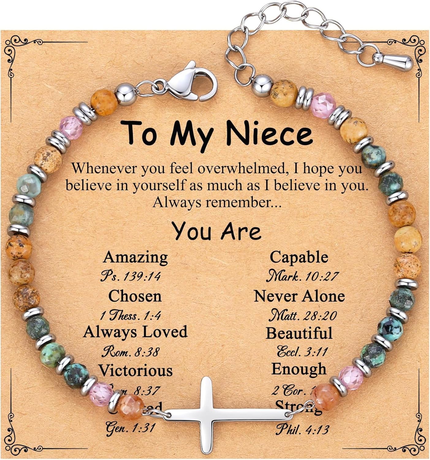 Christian Cross Bracelet for Women, Stocking Stuffers for Women, Confirmation Baptism Easter Gifts, Unique Gift for Friends Daughter Mom Sister in Christ on Birthday Christmas