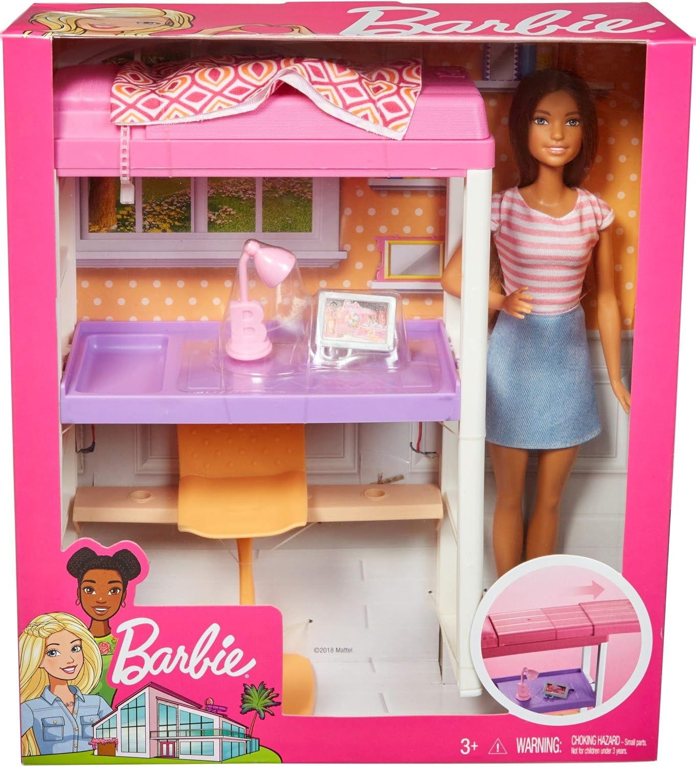 Barbie Doll & Furniture Set, Loft Bed with Transforming Bunk Beds - Image 7