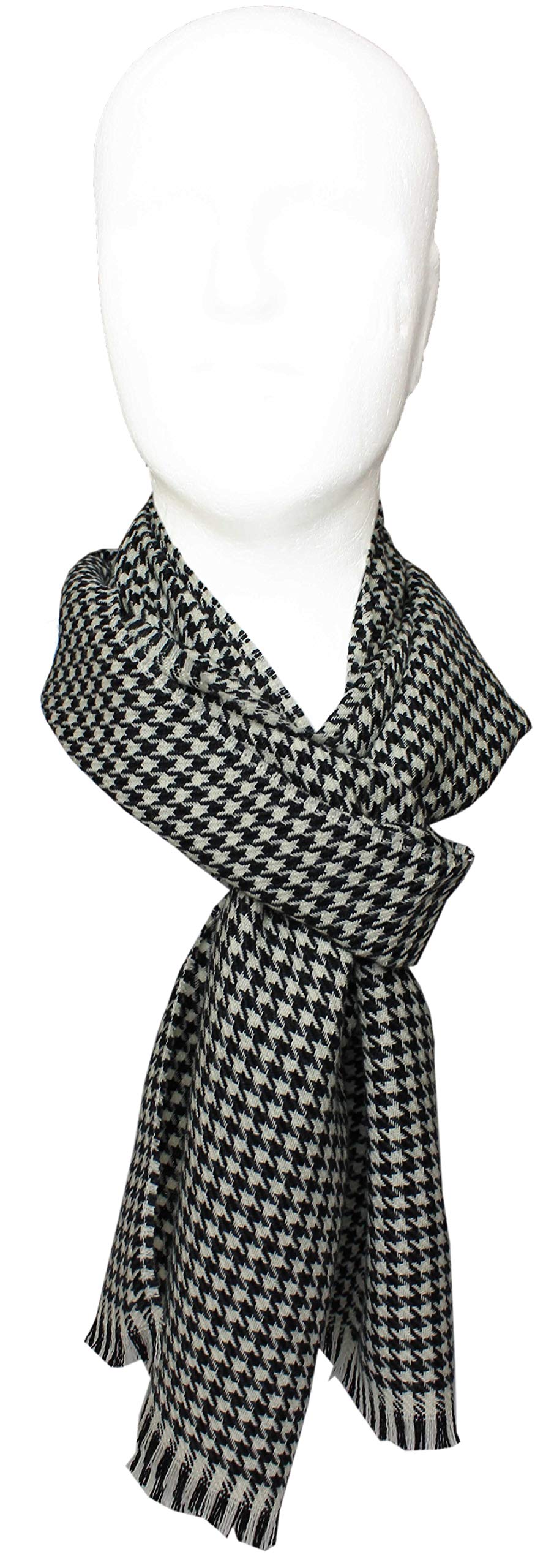 Sciarpa invernale da uomo, calda, alla moda, colore nero, grigio, bianco, in lana, Made in Germany, nero, bianco, grigio., (L X B) 190 x 36 cm