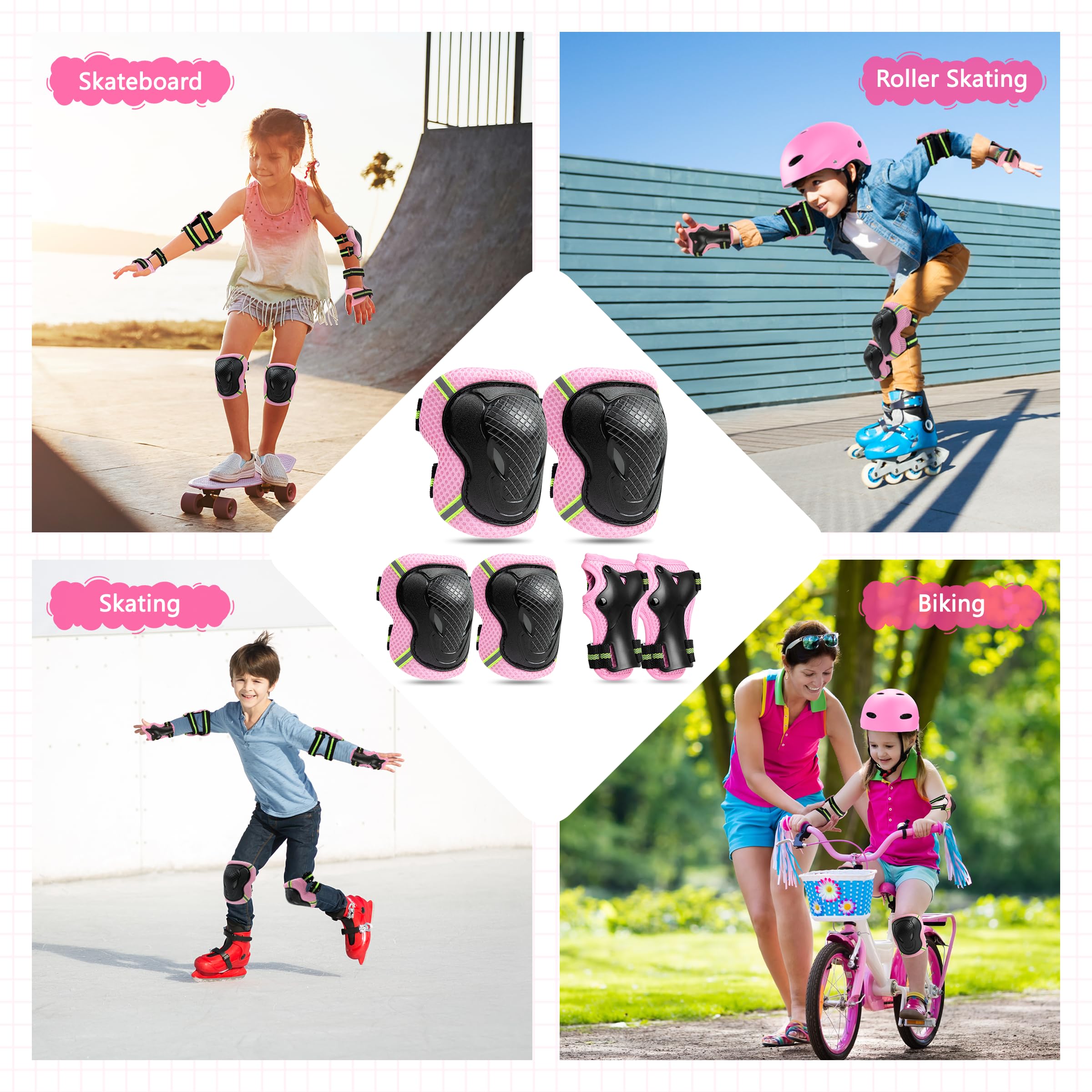 Protezioni Bici Bambino, Set di Protezioni Skateboard Bambini, Ginocchiere Gomitiere Bici Bambino per Skateboard Pattini Scooter Monopattino e Altri Sport Estermi
