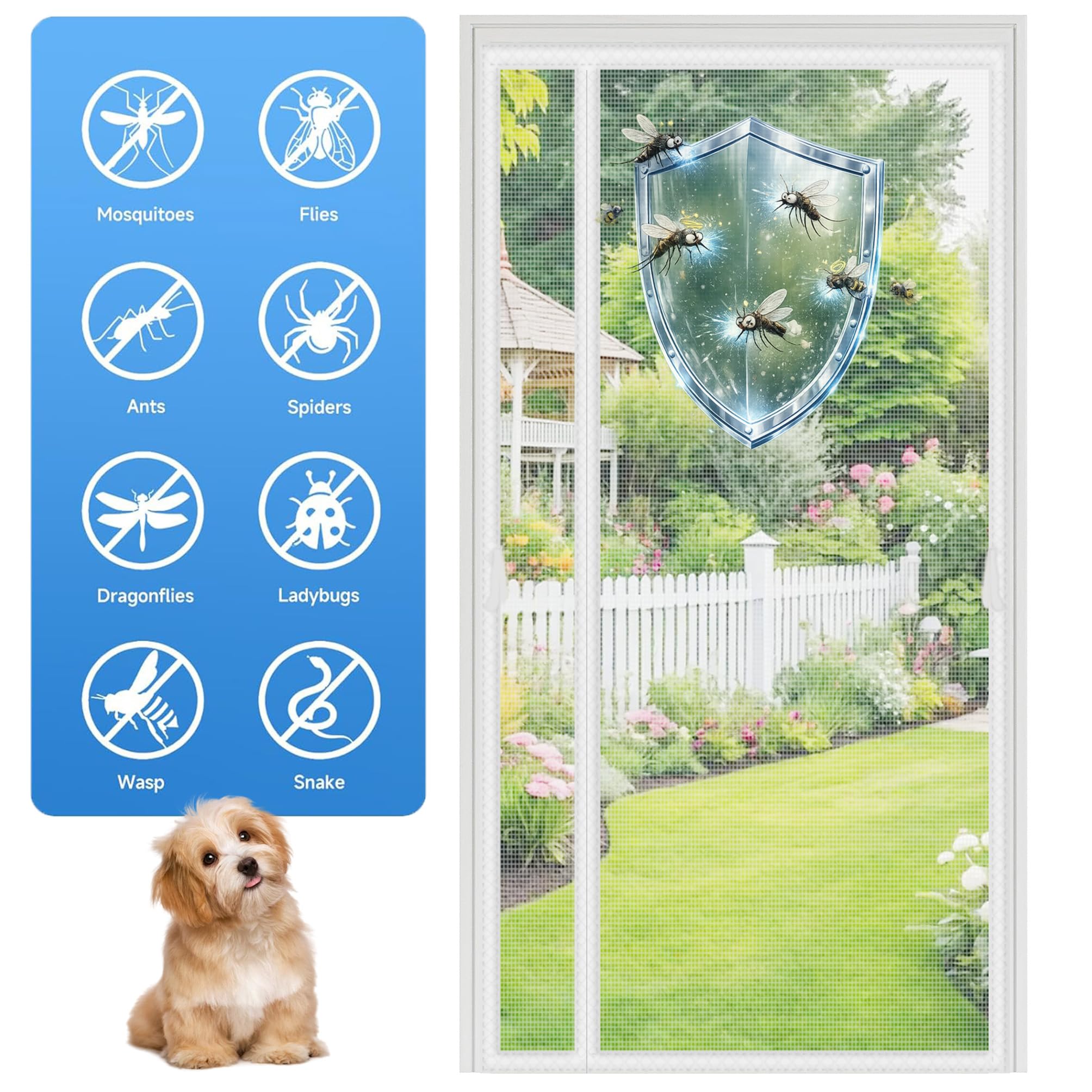 Cortinas Mosquiteras Para Puertas Con Apertura Lateral Blanco 144x235cm Retorno Magnético Rápido Después Del Paso De Niños Mascotas Y Adultos Para Entrada Trasera Entrada Lateral Y Principal