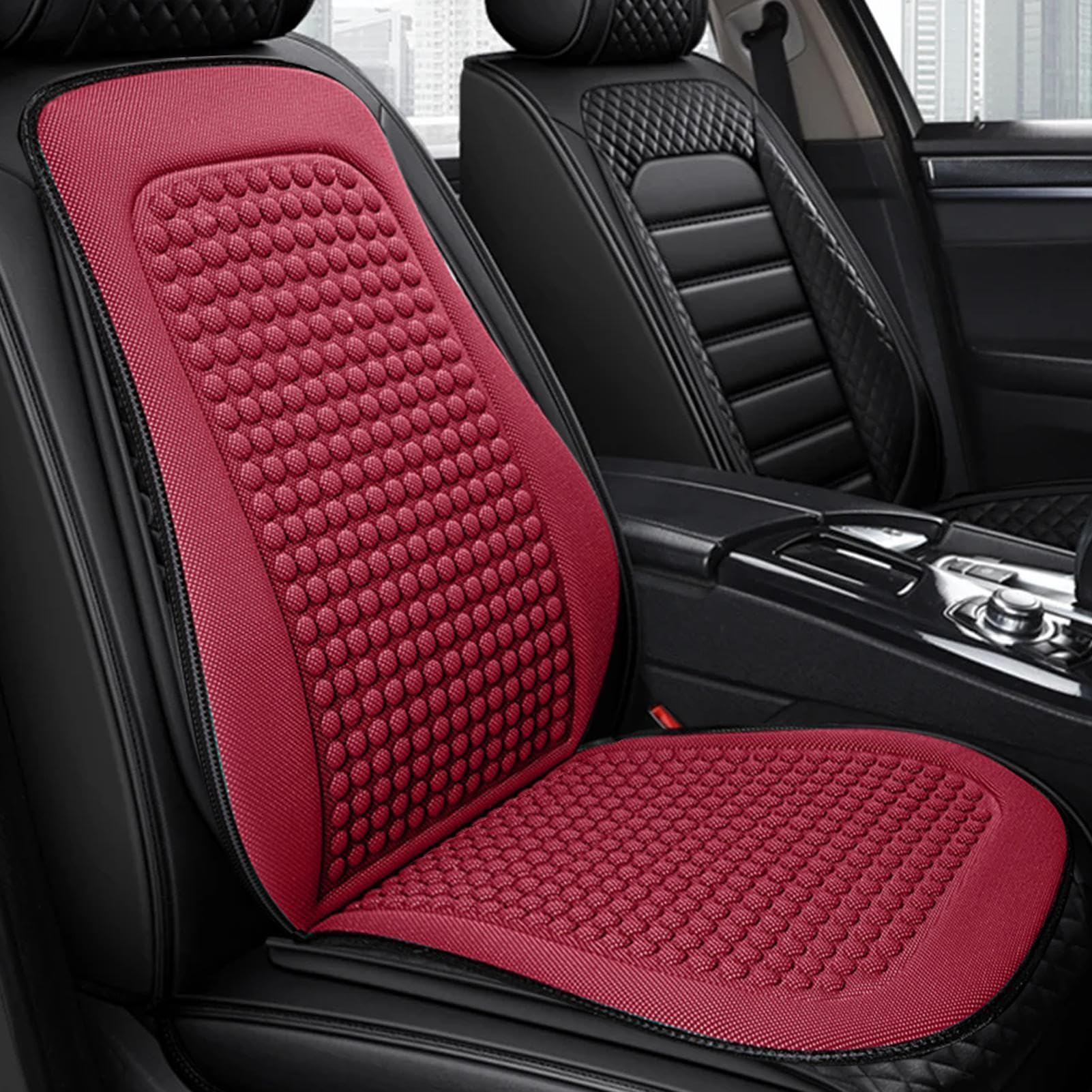 Generisch Fundas de asiento refrescantes para coche, fundas de asiento de verano con ventilación, de refrigeración para asientos delanteros, suave y refrescante, cojín de refrigeración para