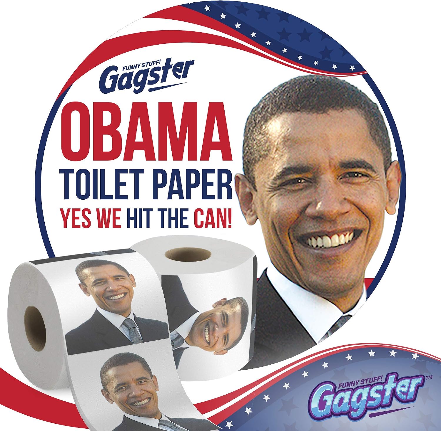 Gagster Barrack Obama Funny Toilet Paper Roll – Novelty Caricature Toilet Paper with Presidents, Political TP Prank Gift, White Elephant, Secret Santa, Gag Gifts for Adults - 3 Ply Roll image 5