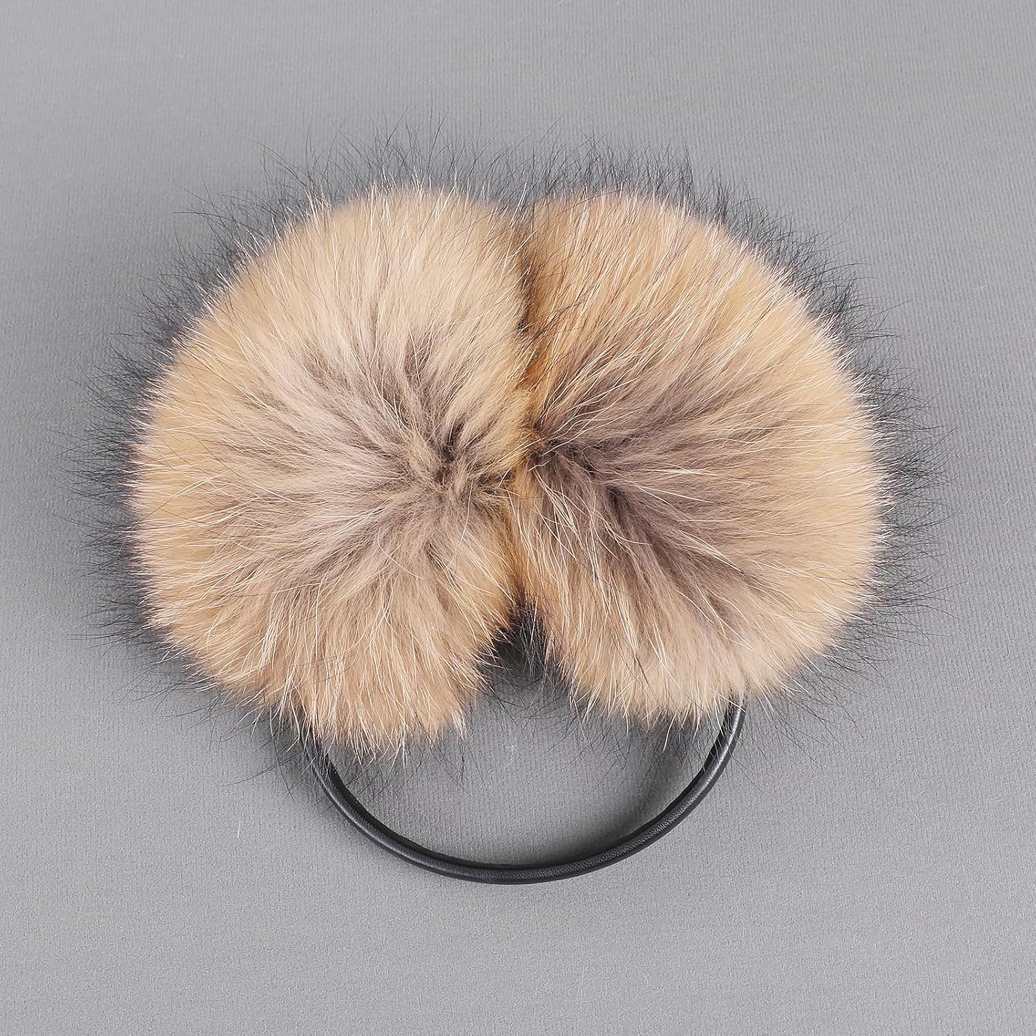 Women's Winter 100% Fox Fur Earmuffs Genuine Raccoon Fur Ear Warmer Adjustable