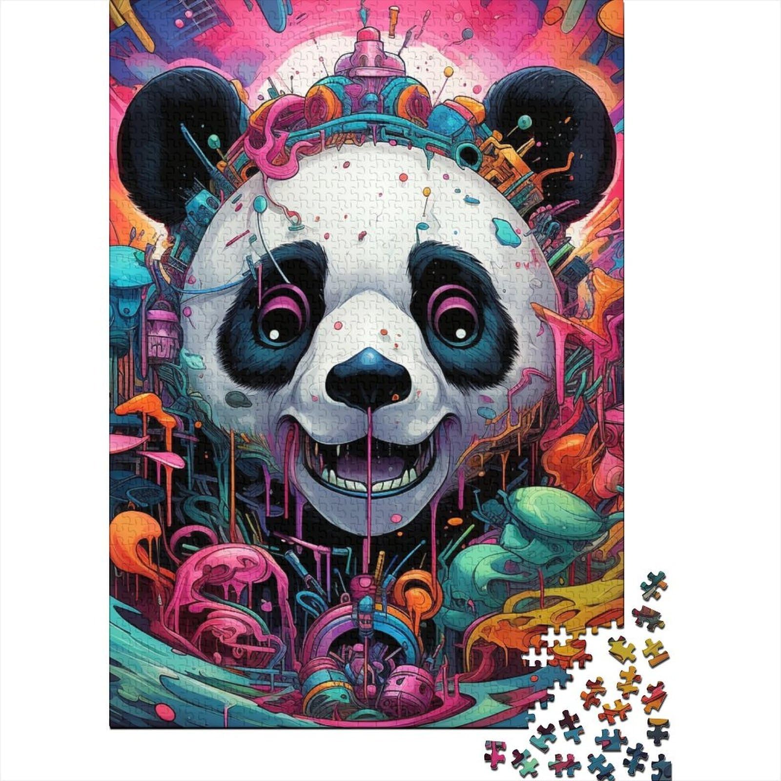 Panda Art Style 1000 Piece Jigsaw Puzzle Paper for Adults Colorful Design Focus Family Relaxation Home Decor Gift 70x50cm/1000pcs