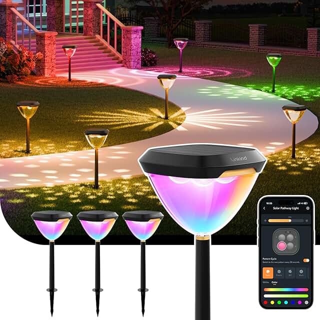 Linkind Smart Solar Pathway Lights SP6, in-App Pattern Switching Solar L...