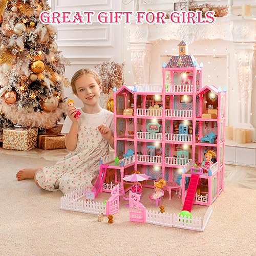 Miniatura 7 de Casa de muñecas, casa de muñecas de ensueño para niñas, casas de muñecas enormes de Mastom con 4 muñecas, figuras de juguete, muebles y accesorios,