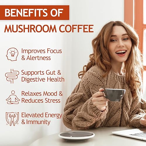 Miniatura 3 de GRGTP Café de Setas - Mezcla de Superalimentos con 6 Adaptógenos (Cordyceps, Oreja de León, Reishi y Otros)  Energía sin Nerviosismo, Enfoque