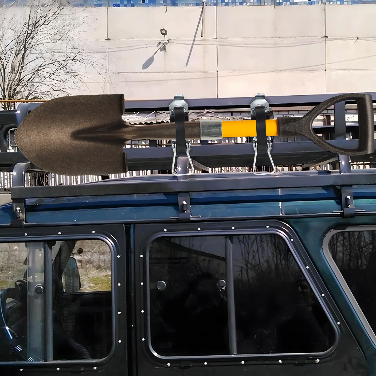 EXLECO 4 X 60mm Schaufelhalter Dachträger Schaufel Halterung Axthalter Dachträger Zubehör Spannverschluss Gummi Verschlusslager Wandmontagehalterungen für Lastwagen Auto Boot Werkzeug Spaten Silber