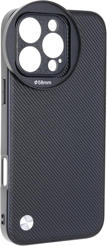 Black Shockproof Mobile Phone Case with 58mm Filter Ring Adapter Compatible with for iPhone 16 Pro Magsafe Case ND