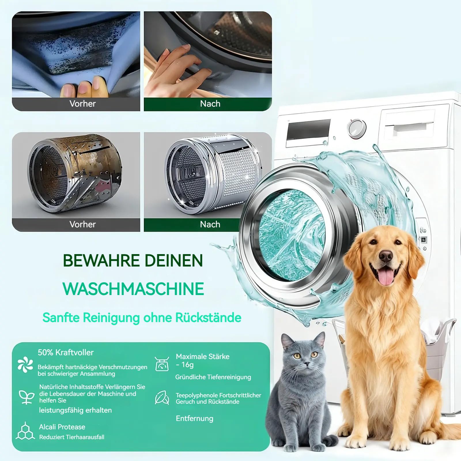 Yonani Waschmaschinenreiniger Pro, 12 Stück, Ideal für Haustierhaushalte (2)
