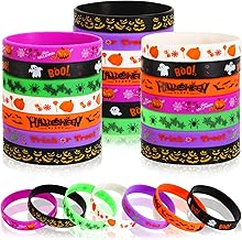 JUNEBRUSHS 42pcs Halloween Party Favors Silicone Bracelets Rubber Wristbands for Halloween Party Decorations Accessories Goodie Bag Stuffers Fillers Supplies(7 Designs)