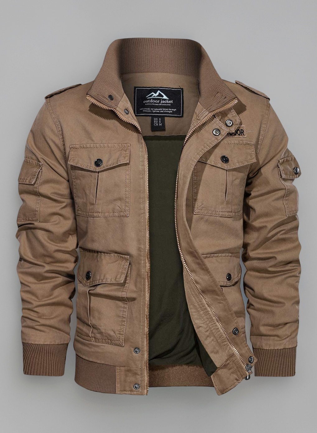 EKLENTSON Men's Casual Cotton Military Bomber Jacket Winter Outerwear Windbreaker Cargo Jacket Multi Pockets