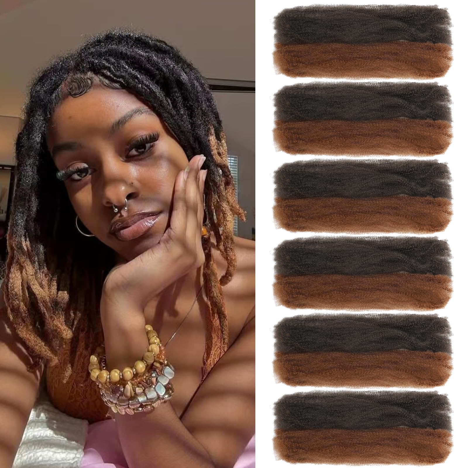 TOOPBIUTI Afro Kinky Bulk Hair 16 Inch Spring Twist Braiding Hair Bulk Locs Dreadlock Extensions Afro Kinky Curly Crochet Braid (P4/30#