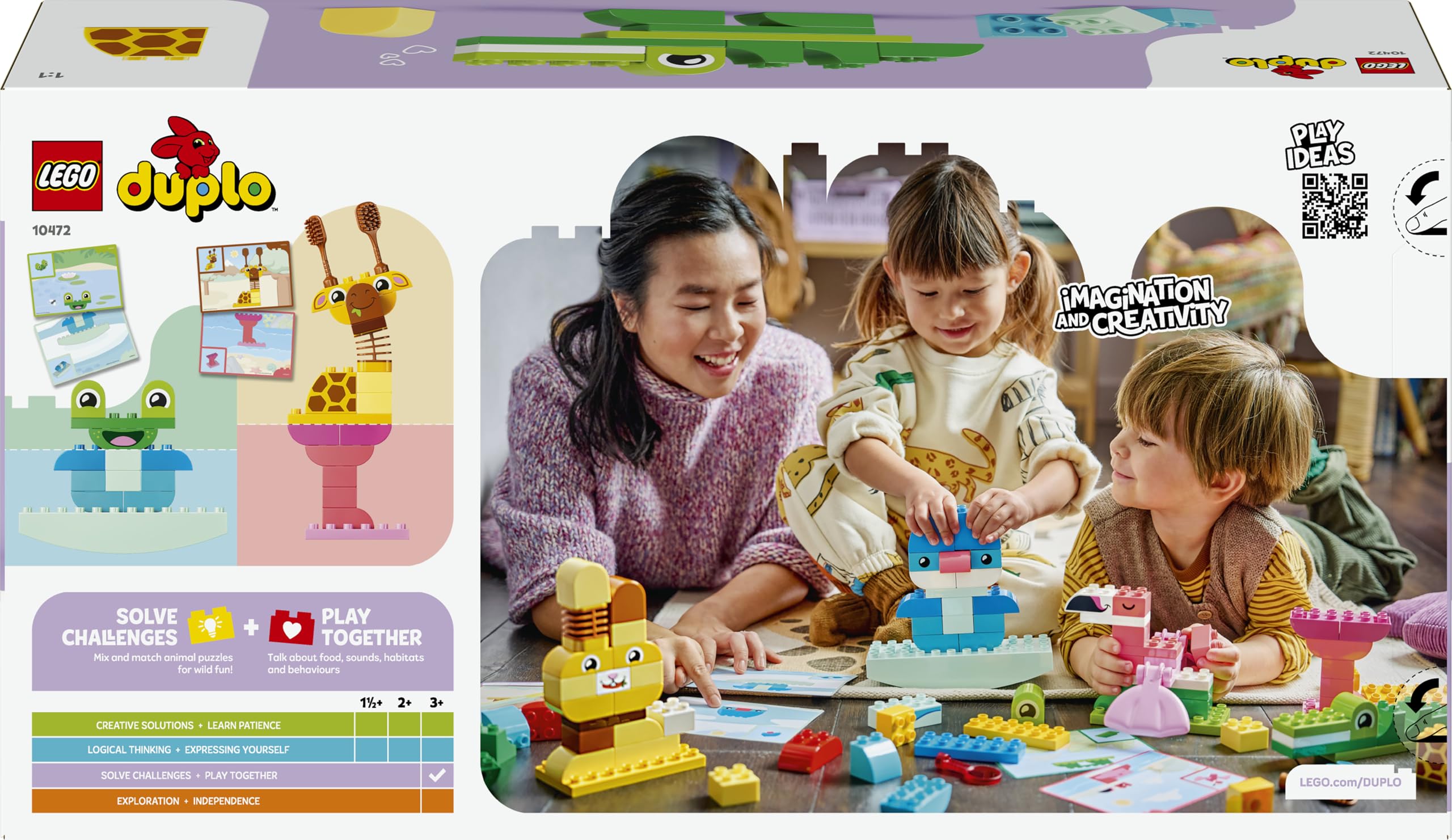 LEGO DUPLO Gioco di Costruzione degli Animali - Giochi Didattici per la Classificazione dei Colori - Set Montessori con Personaggi e Carte - Regalo di Compleanno per Bambini e Bambine da 3 Anni 10472