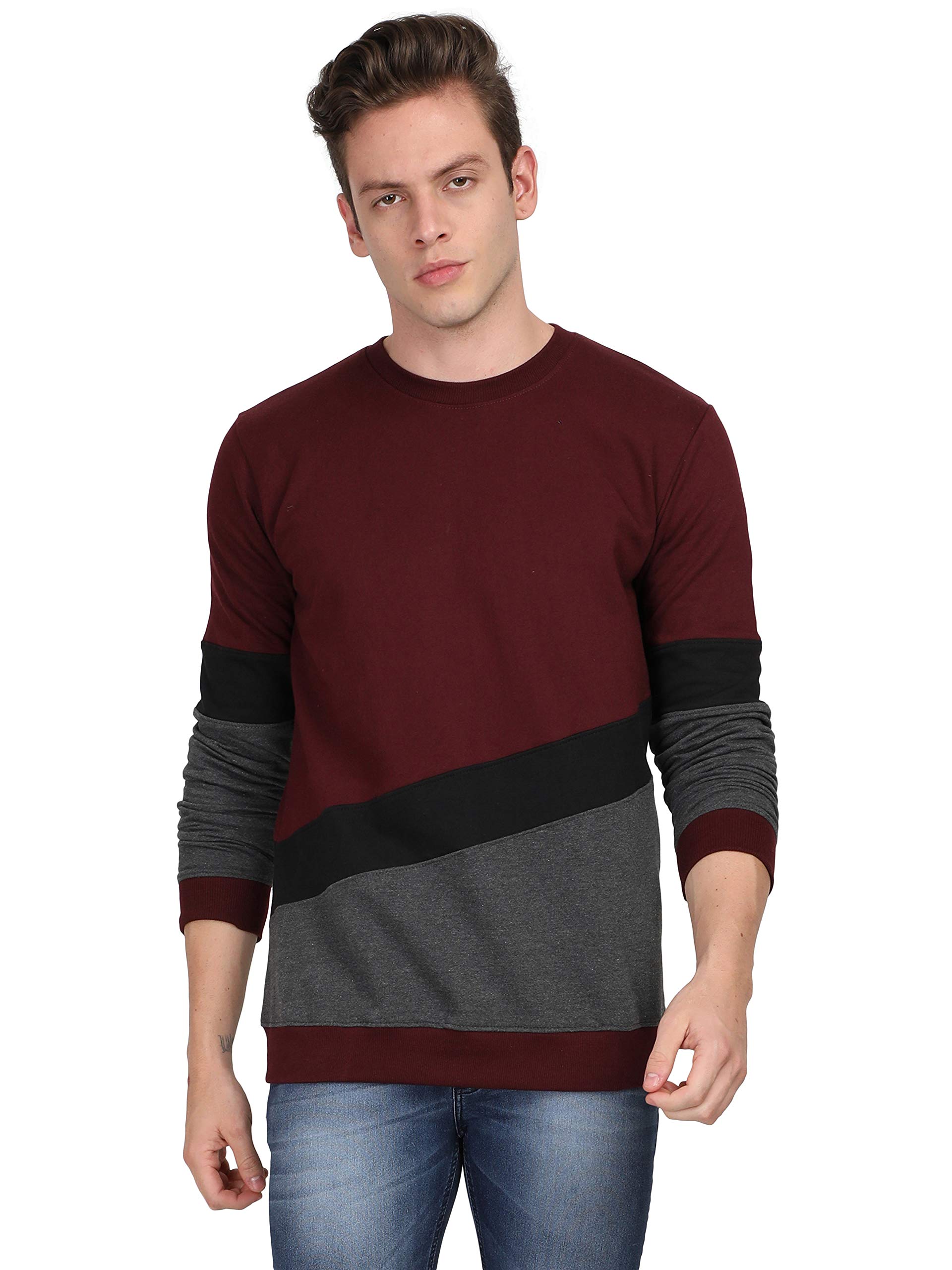 fleximaa Men's Cotton Round Neck Color Block Full Sleeve Sweatshirt-picture-45
