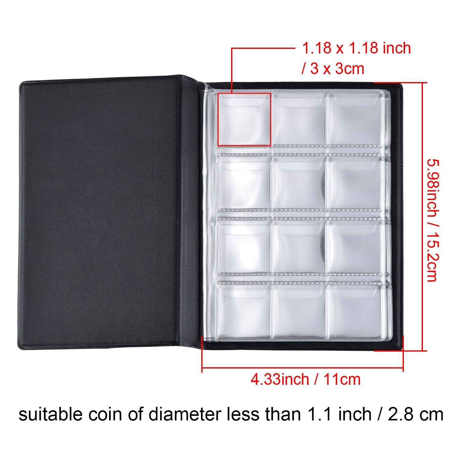 Album Bill Coin Collection Storage Collection Pocket Pennies120 Holders Black