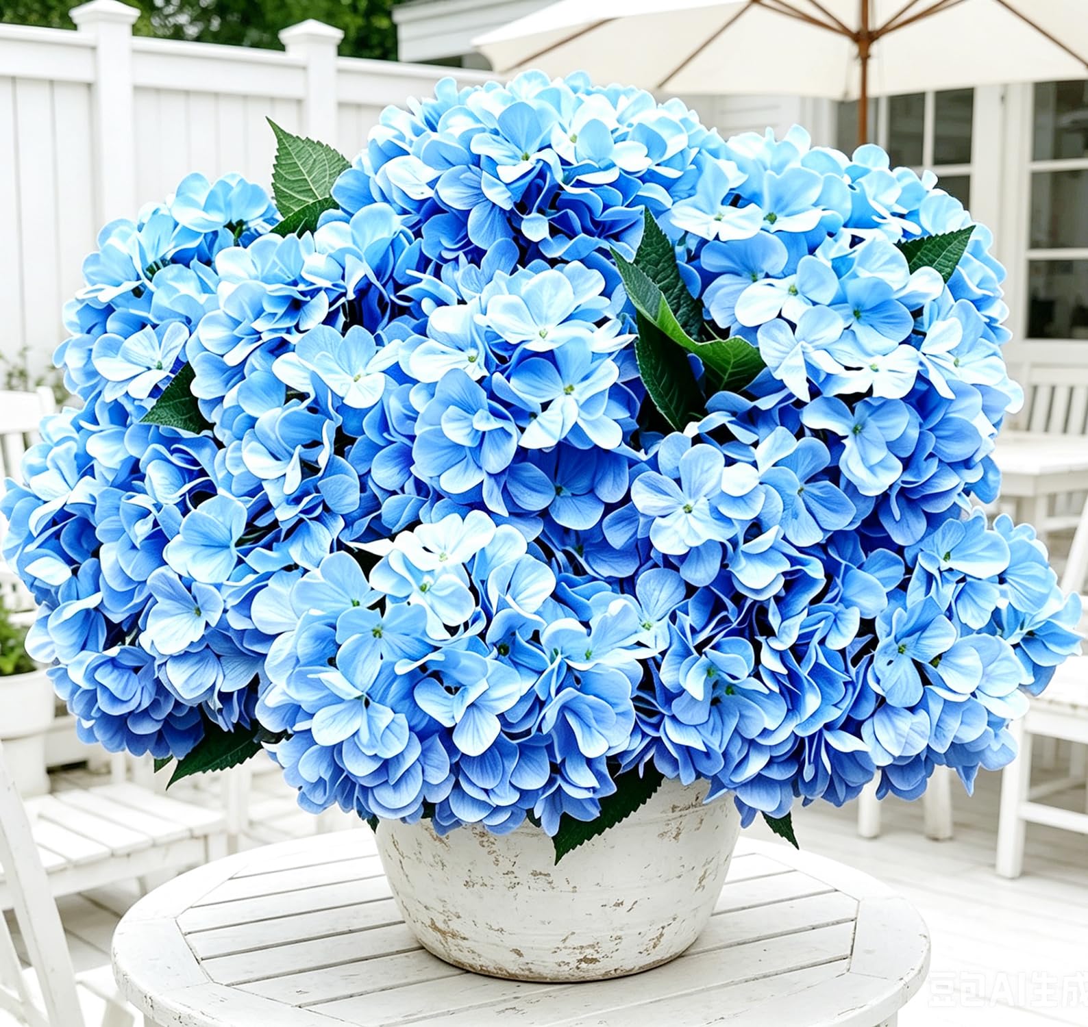 Photo 1 of Mumiko Faux Hydrangeas Flowers, 6 PCS 19'' Artificial Flowers, Baby Blue