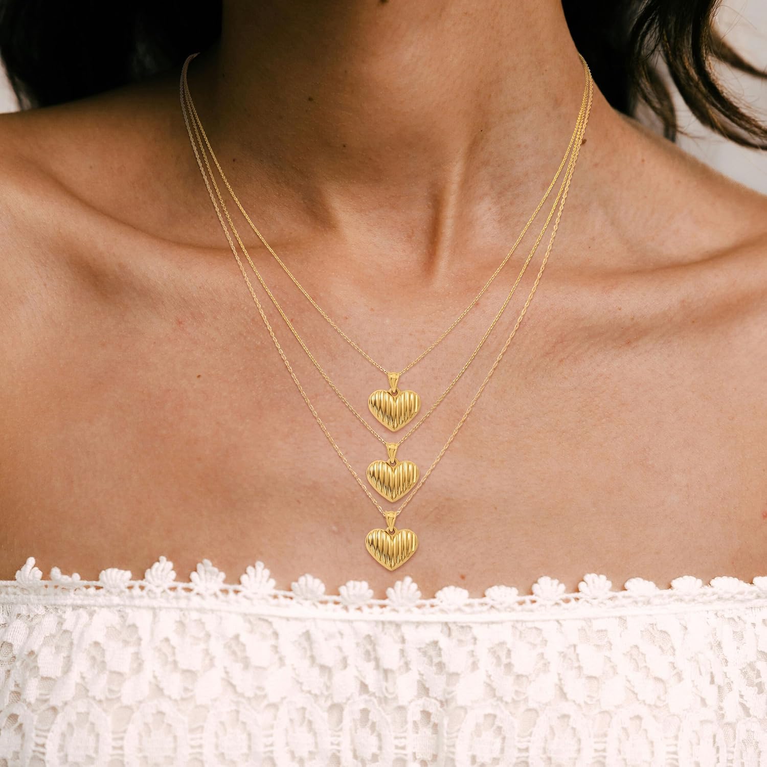 Gold Heart Pendant Collection for Women – High Polish, Diamond-Cut & Textured Designs