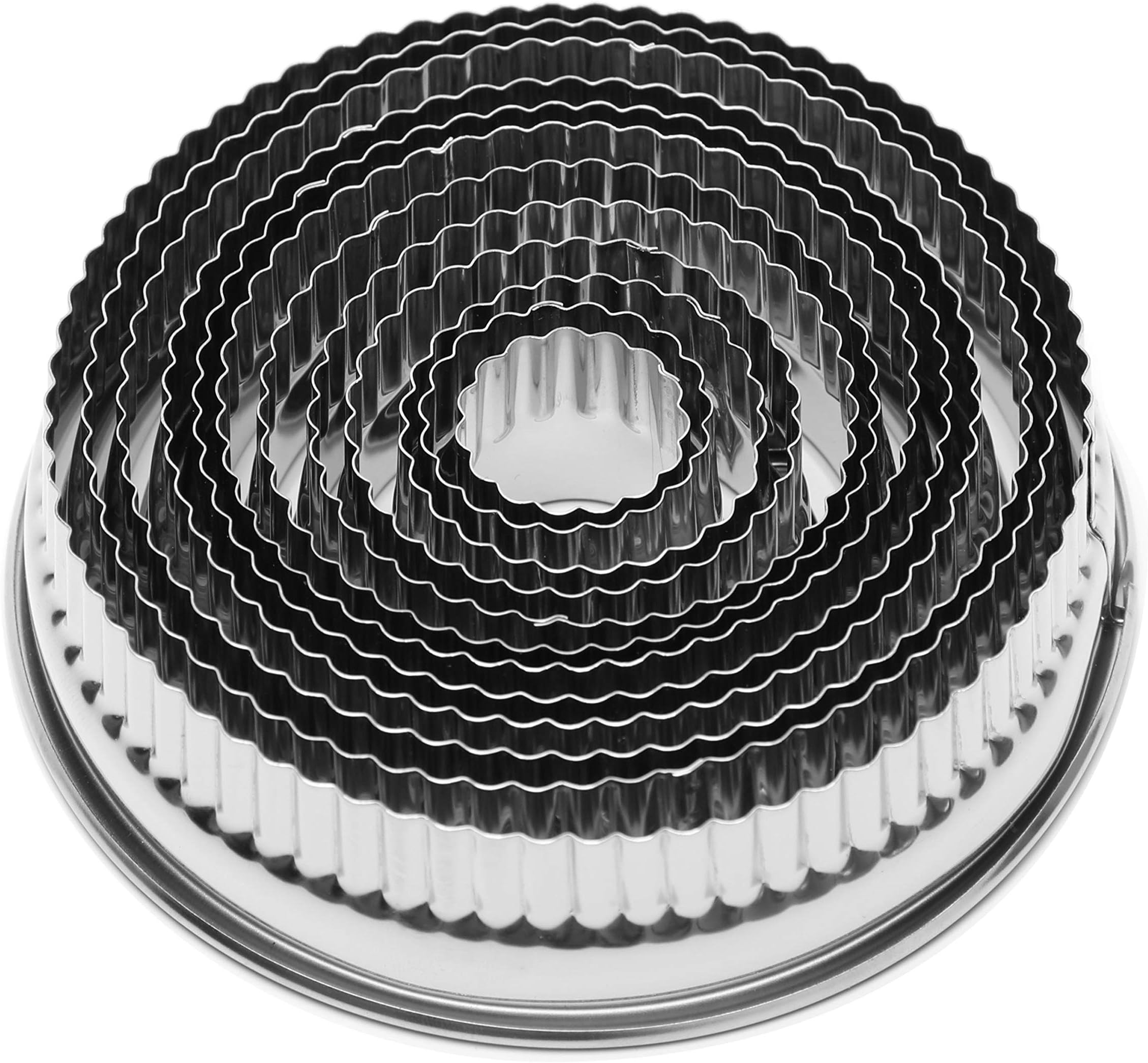 12 Pieces Round Scalloped Biscuit Cookie Cutter Set - Stainless Steel Circle Pastry Cutter Molds Assorted Size - Including One Tin Box for Storage