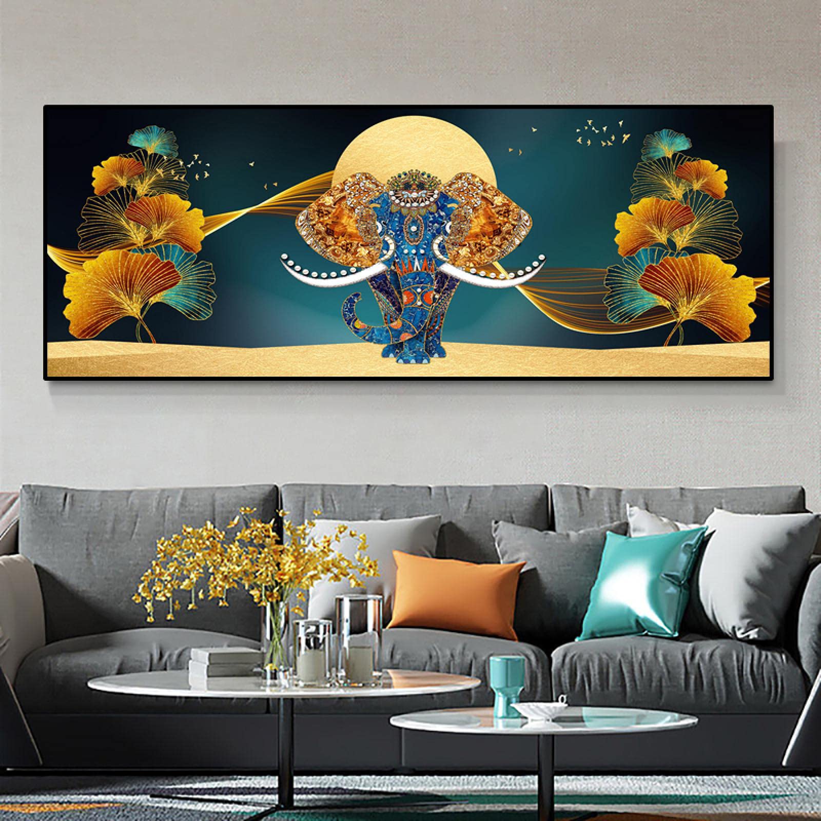 Toile éléphant abstrait grand format affiche décoration murale design - 8