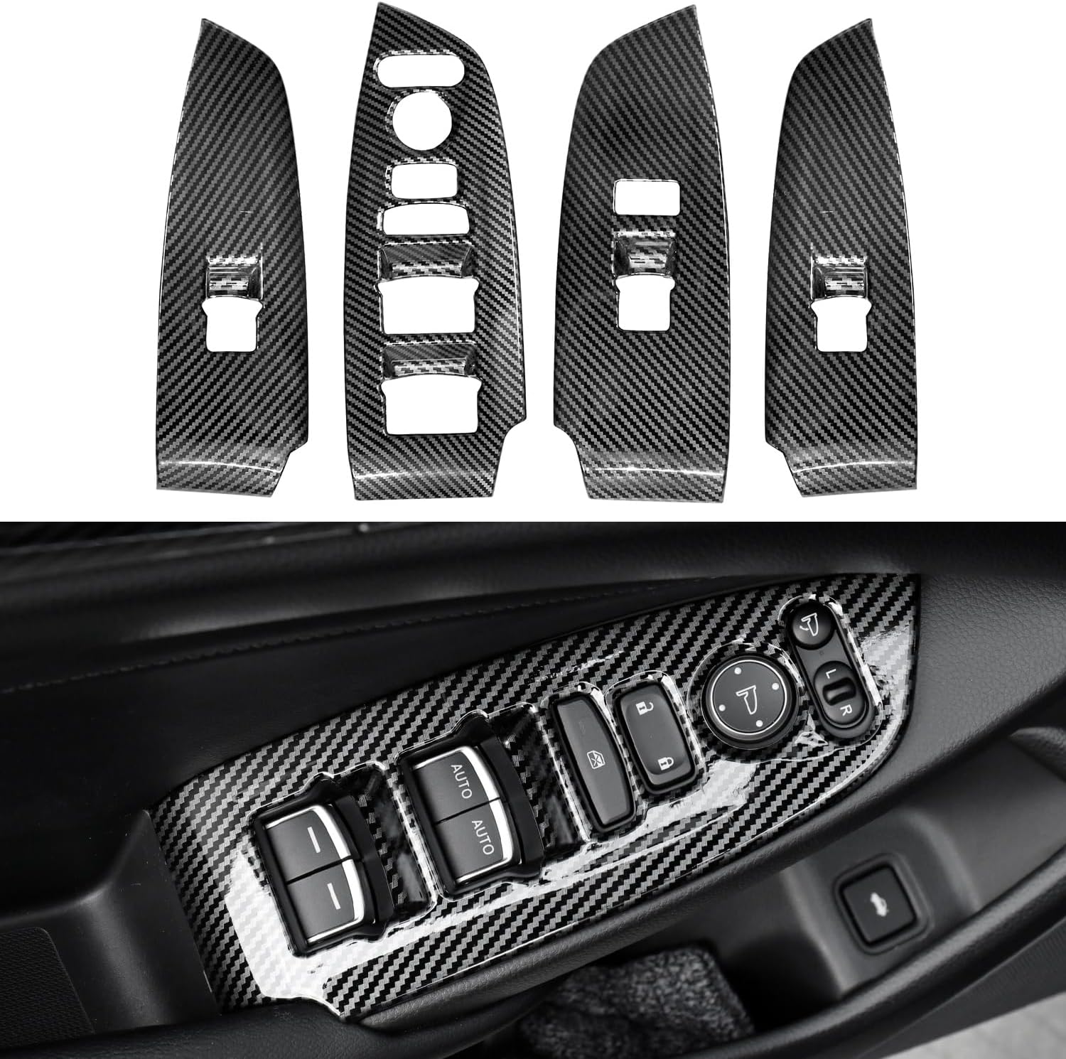 YINGTUU for Honda Accord Accessories 2018-2022 10th Gen Interior Window Switch Panel Cover Door Armrest Trim No Seat Heating - Carbon Fiber Pattern