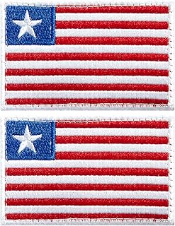 stidsds 2 Pack Liberia Flag Patch Liberia Flags Embroidered Patches Liberian Flags Military Tactical Patch for Clothes Hat Backpacks Pride Decorations