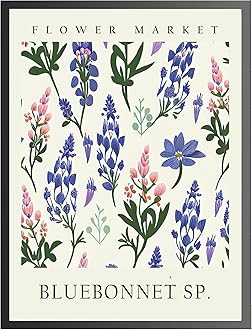 HomeArtPrint Bluebonnet Sp Art Print, Flower Market Poster Wall art Decor, Botanical Floral Artwork for Bedroom, Bathroom, Living room Decoration (Bluebonnet Sp., 24x36 inches (Unframed))