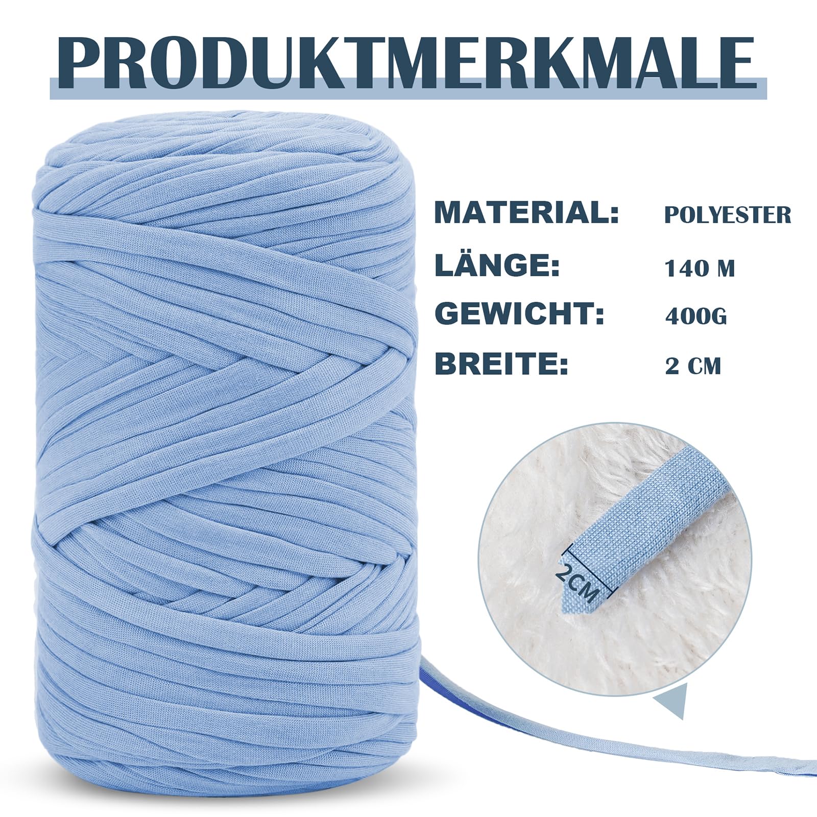 iEGrow 400g T Shirt Yarn for Crocheting 140m - Image 2